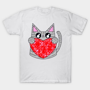 Zippers The Gray Cat With Valentine Heart T-Shirt